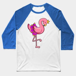 Flamingo with Crown & Skirt Baseball T-Shirt